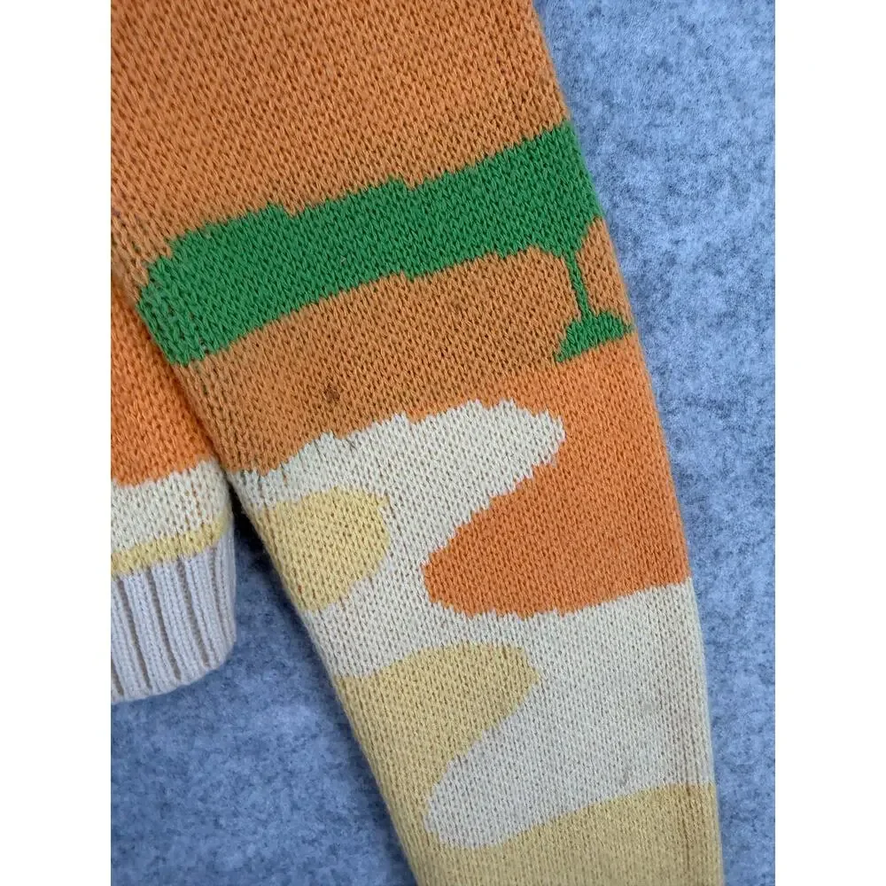 House of Sunny Day Tripper Jacquard Orange/Yellow Cardigan Size US 4 - Picture 11 of 14
